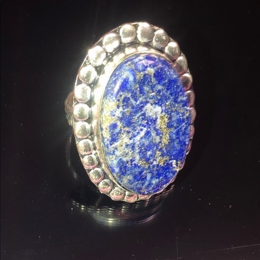 Large Copper blue Lapis Lazuli 925 Sterling Silver  stamped